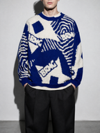 Code Culture catalog | mens-jacquard-sweater-casual-top | blue | zoom detail
