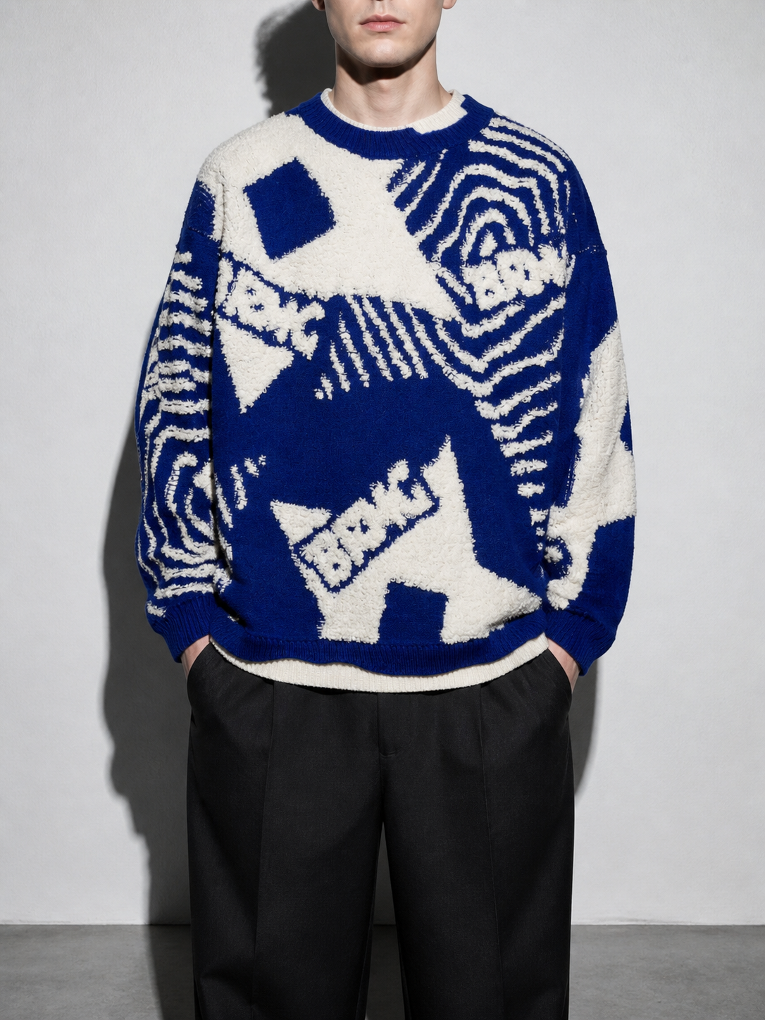 Code Culture catalog | mens-jacquard-sweater-casual-top | blue | zoom detail