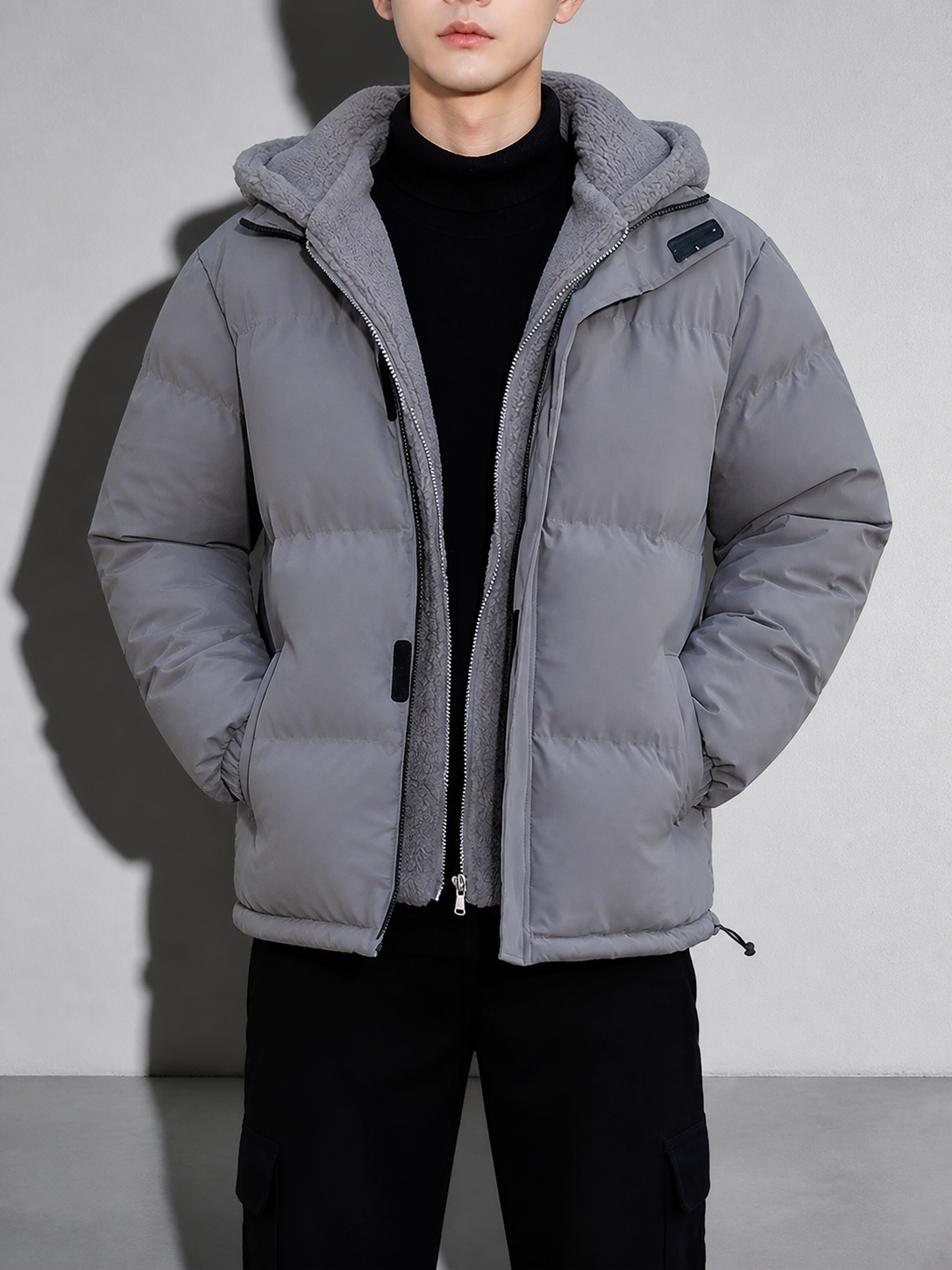 Code Culture catalog | polar-fleece-short-warm-fleece-cotton-jacket-winter | gray | zoom detail