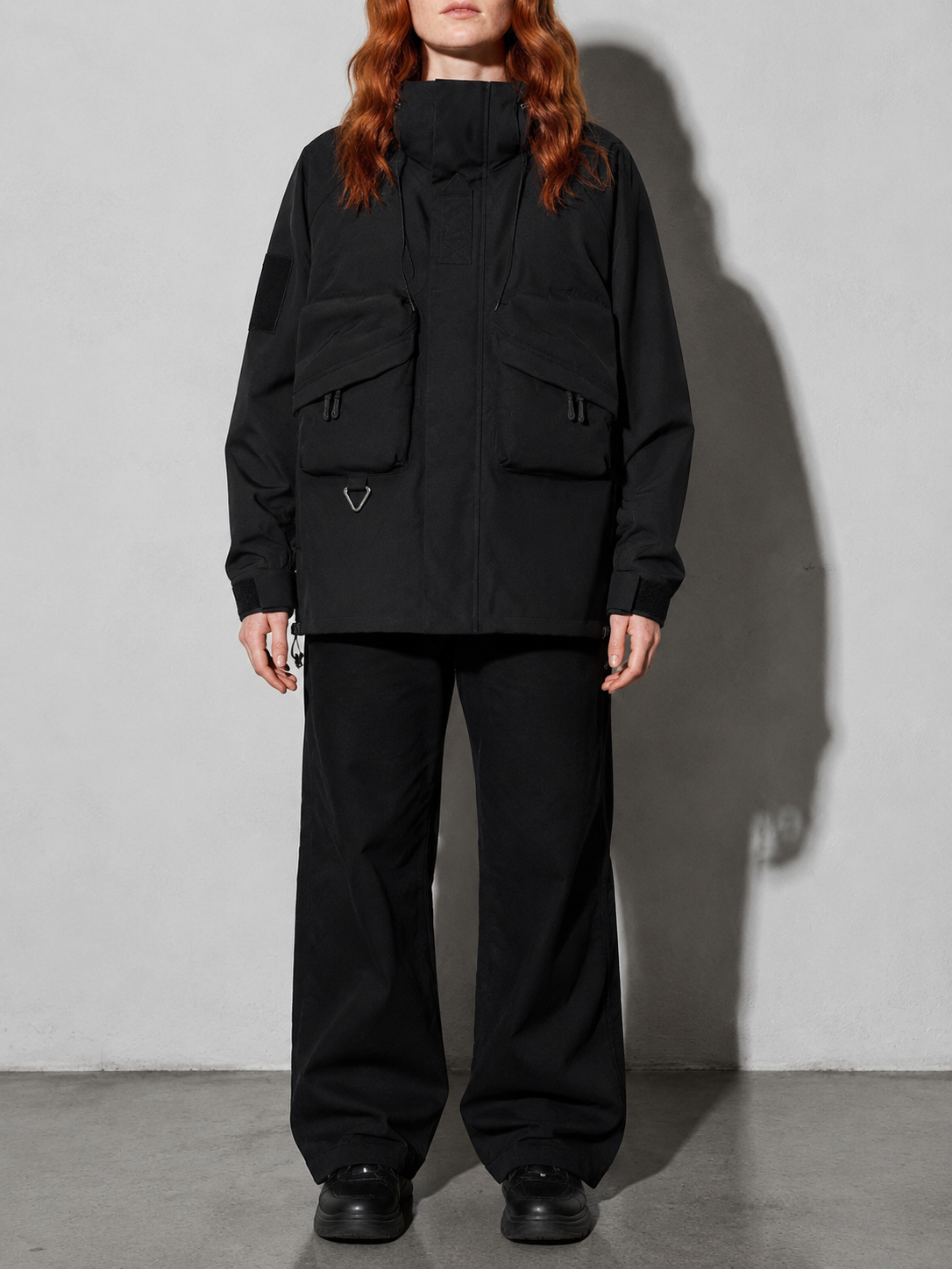 Code Culture catalog | mens-outdoor-workwear-versatile-casual-windbreaker-jacket | color-black | zoom detail