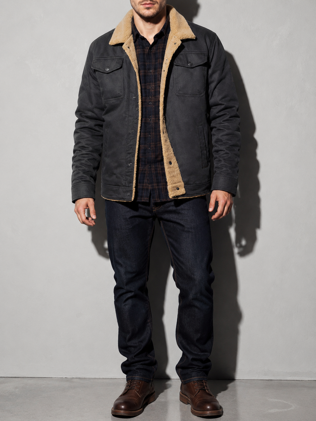 Code Culture catalog | workwear-casual-jacket-mens-coat | color-dark-grey | zoom detail