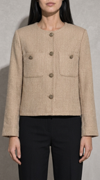 Code Culture catalog | womens-tweed-cardigan-coat | khaki | zoom detail