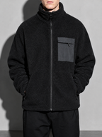 Code Culture catalog | mens-cardigan-fleece-outdoor-polar-fleece-jacket | black | zoom detail