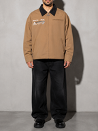 Code Culture catalog | american-street-letter-printed-workwear-jacket | color-khaki | zoom detail