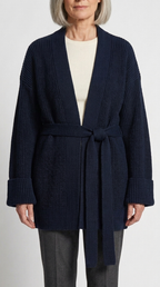 Code Culture catalog | cashmere-belt-knitted-cardigan-jacket | navy-blue | zoom detail