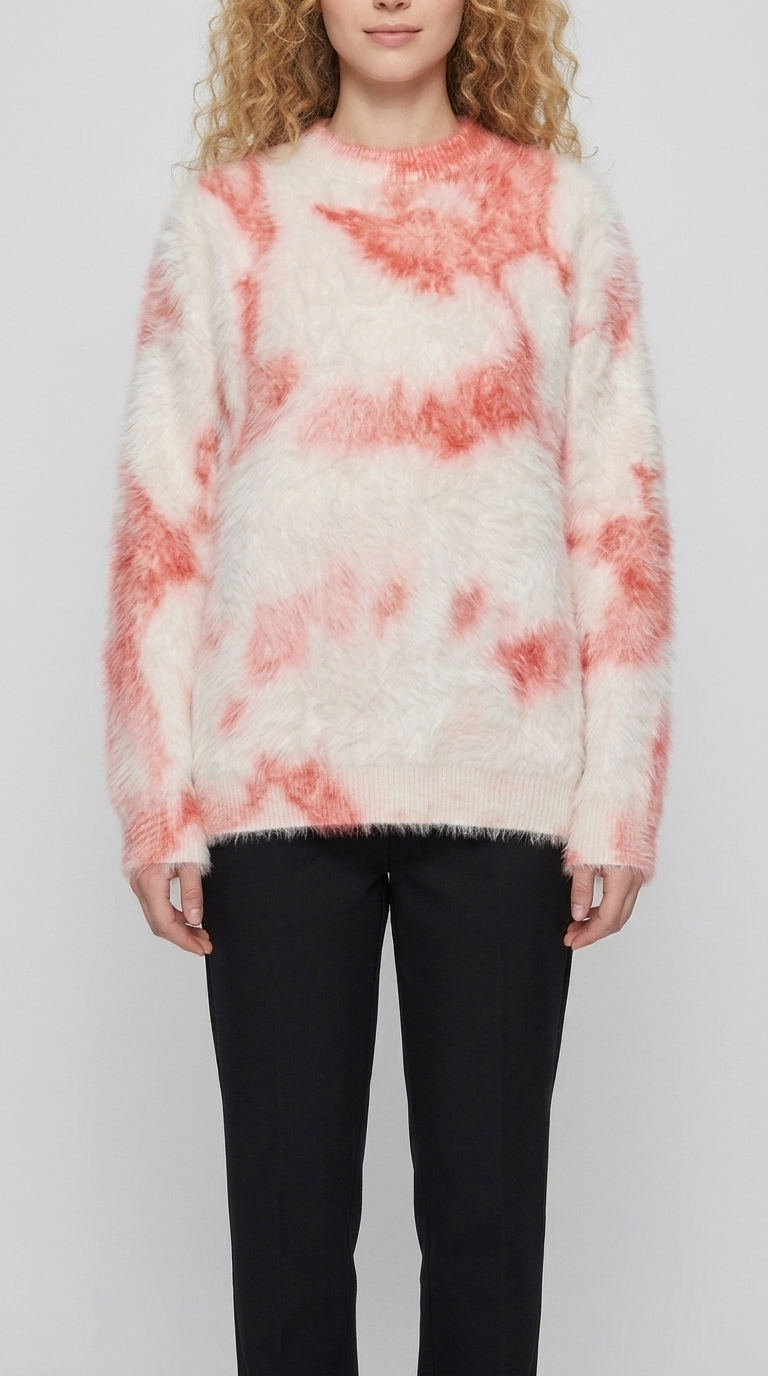 Code Culture catalog | retro-atmosphere-design-loose-sweater-sweater | pink | zoom detail