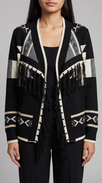 Code Culture catalog | long-sleeve-knit-cardigan | black | zoom detail