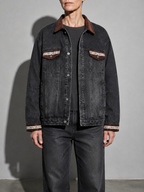 Code Culture catalog | punk-loose-wash-distressed-denim-jacket | color-black | zoom detail