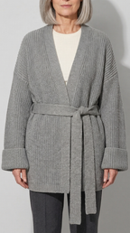 Code Culture catalog | cashmere-belt-knitted-cardigan-jacket | gray | zoom detail