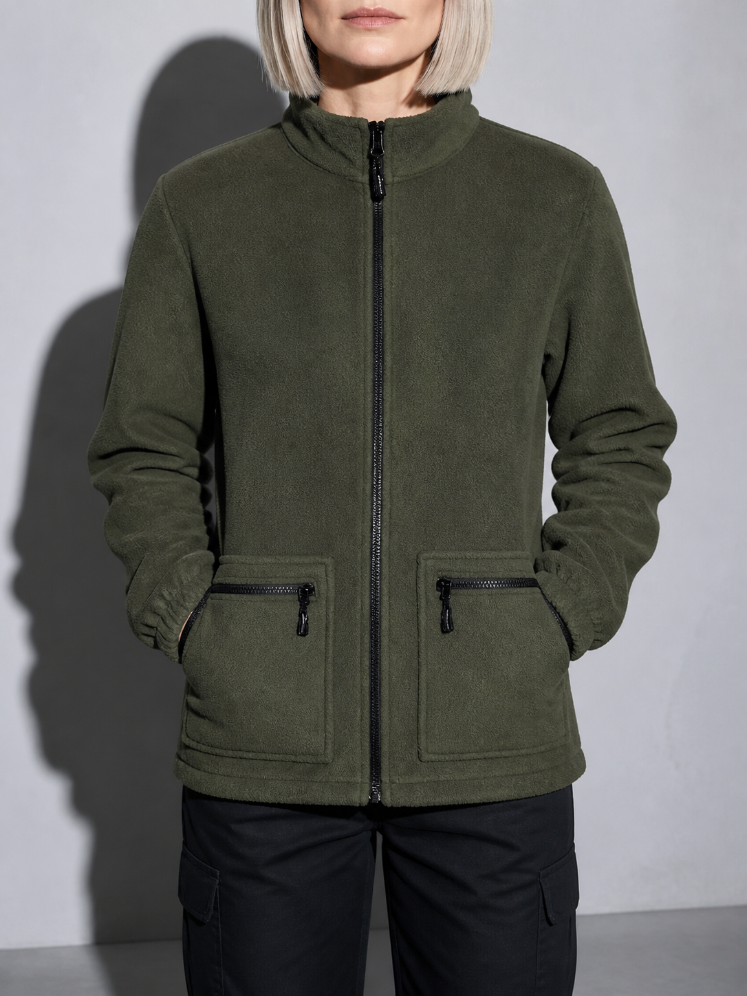 Code Culture catalog | mens-fleece-lined-thickened-lamb-wool-fleece-jacket | army-green | zoom detail