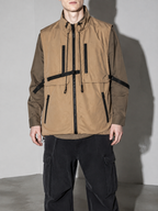 Code Culture catalog | stand-collar-workwear-vest-baggy-coat | color-khaki | zoom detail