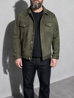 Code Culture catalog | new-suede-jacket-lapel-mens-workwear-coat | color-army-green | zoom detail