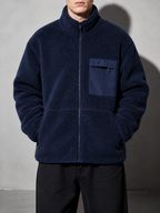 Code Culture catalog | mens-cardigan-fleece-outdoor-polar-fleece-jacket | navy-blue | zoom detail