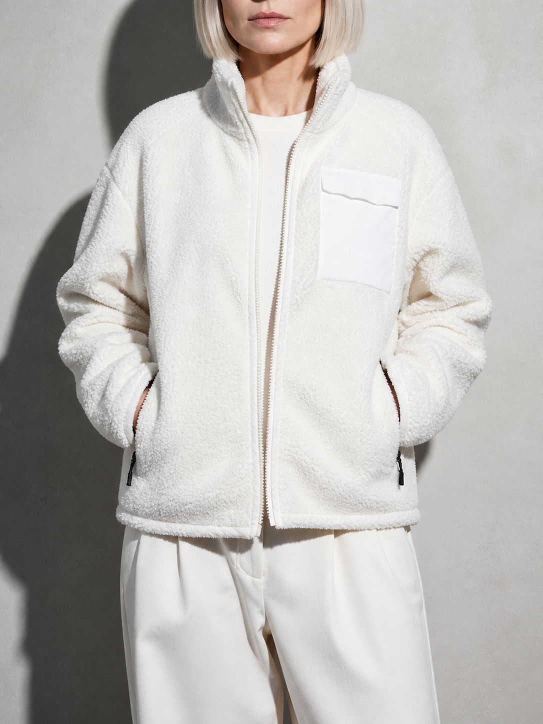 Code Culture catalog | mens-cardigan-fleece-outdoor-polar-fleece-jacket | beige | zoom detail