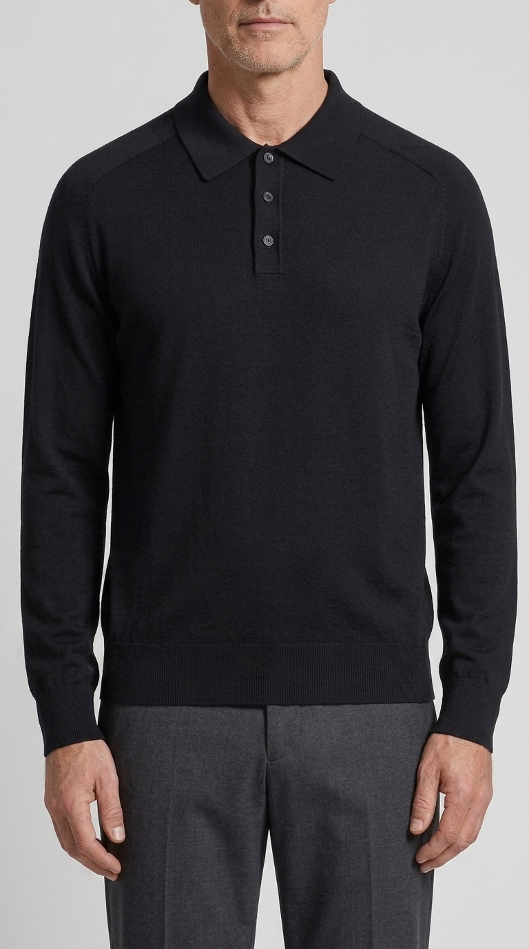 Code Culture catalog | mens-long-sleeved-sweater-lapel-comfortable-sweater | black | zoom detail