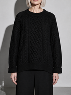 Code Culture catalog | autumn-and-winter-new-mens-twist-sweater-casual-round-neck-pullover-top | b046-black | zoom detail