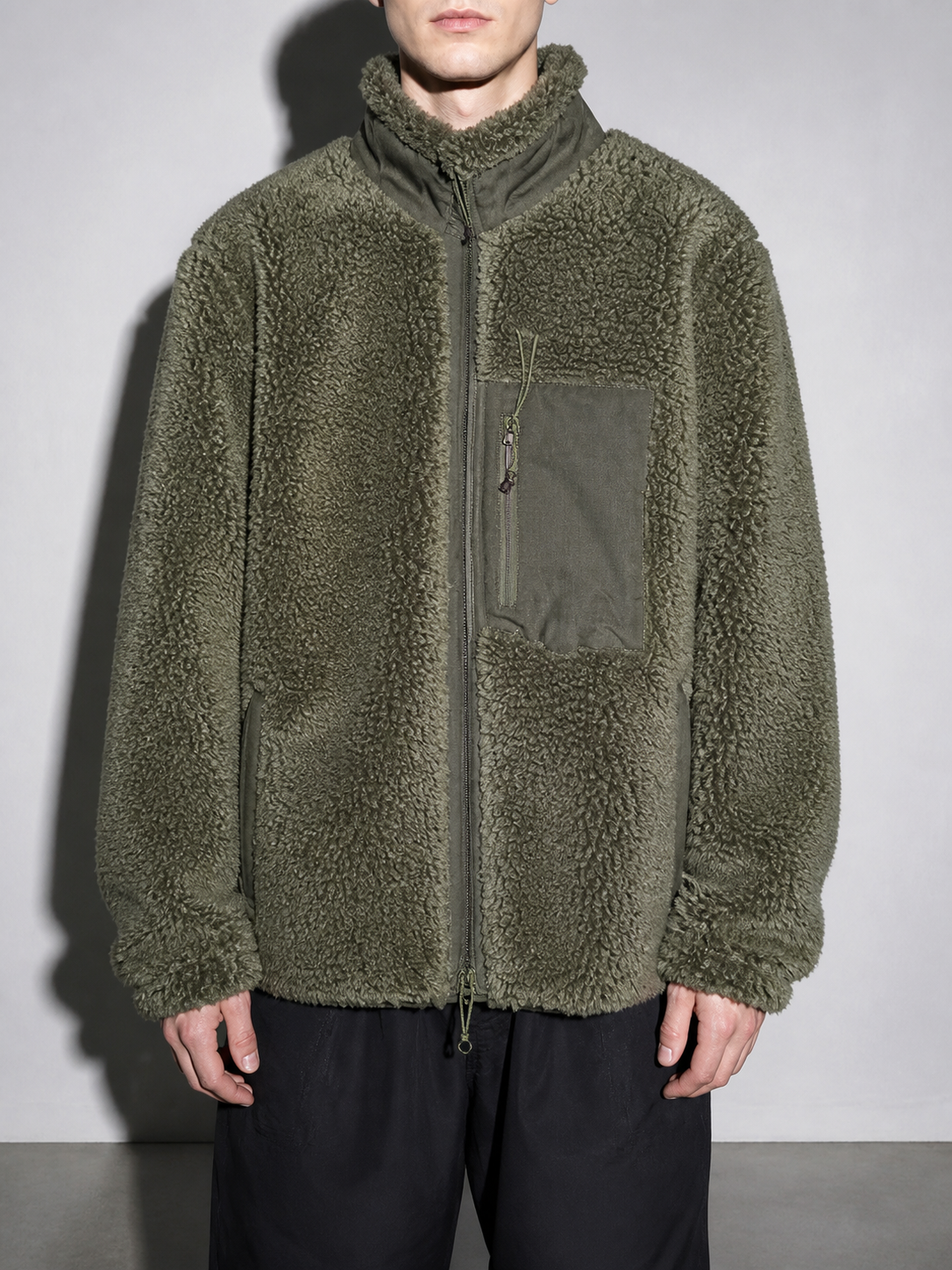 Code Culture catalog | jacket-warm-polar-fleece-jacket | dark-olive | zoom detail