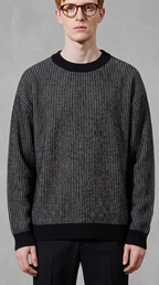 Code Culture catalog | sweater-mens-loose-round-neck-pullover-sweater | black | zoom detail