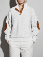 Code Culture catalog | stand-collar-long-sleeve-jacquard-knitted-pullover-sweater | white | zoom detail