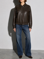 Code Culture catalog | brown-brown-autumn-trendy-leather-jacket | color-brown | zoom detail