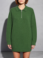 Code Culture catalog | mens-zip-up-polo-knit-sweater | green | zoom detail
