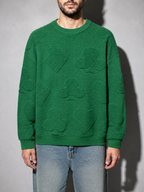 Code Culture catalog | solid-color-jacquard-thermal-sweater | green | zoom detail
