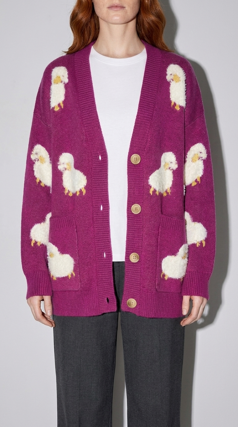 Code Culture catalog | lazy-knit-cardigan | purple | zoom detail