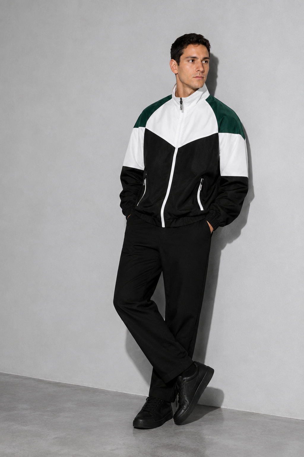 Men’s Colorblock Lightweight Sports Jacket | White And Black | seated or lean | CodeCulture catalog