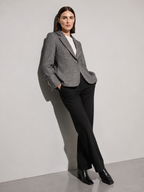 Women's Quilted Woolen Suit Jacket in Gray, 03 seated or lean, worn by model