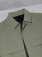 Code Culture catalog | cool-minimalism-lapel-mens-workwear-jacket | color-green | macro flat lay
