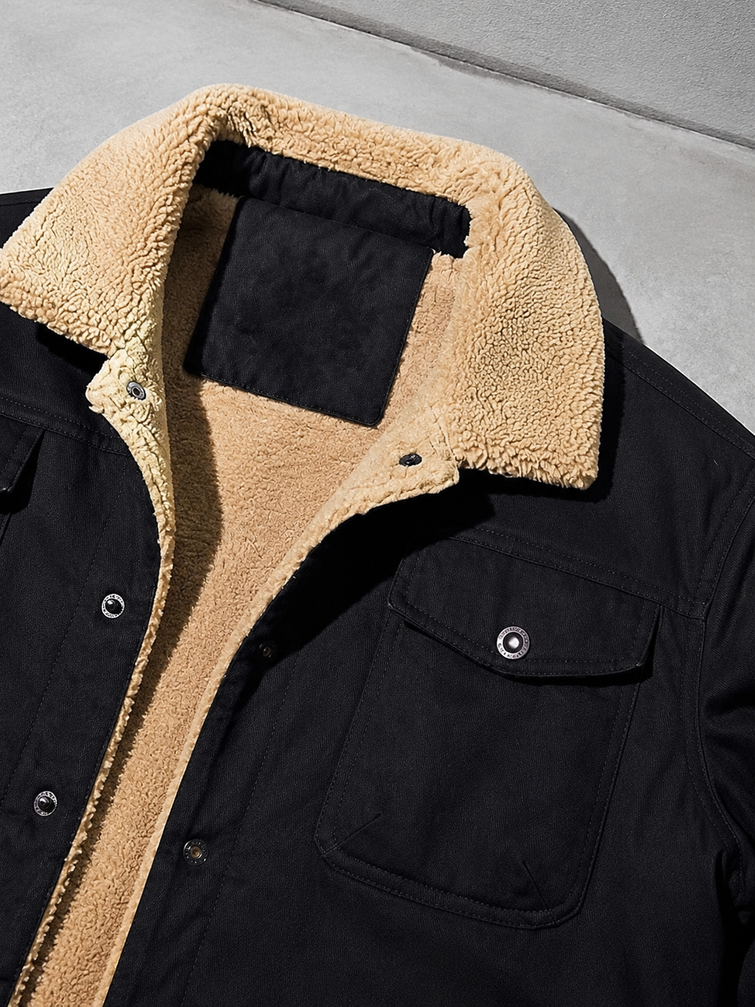 Code Culture catalog | workwear-casual-jacket-mens-coat | color-black | macro flat lay