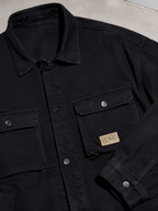 Code Culture catalog | motorcycle-loose-workwear-warm-jacket | color-black | macro flat lay
