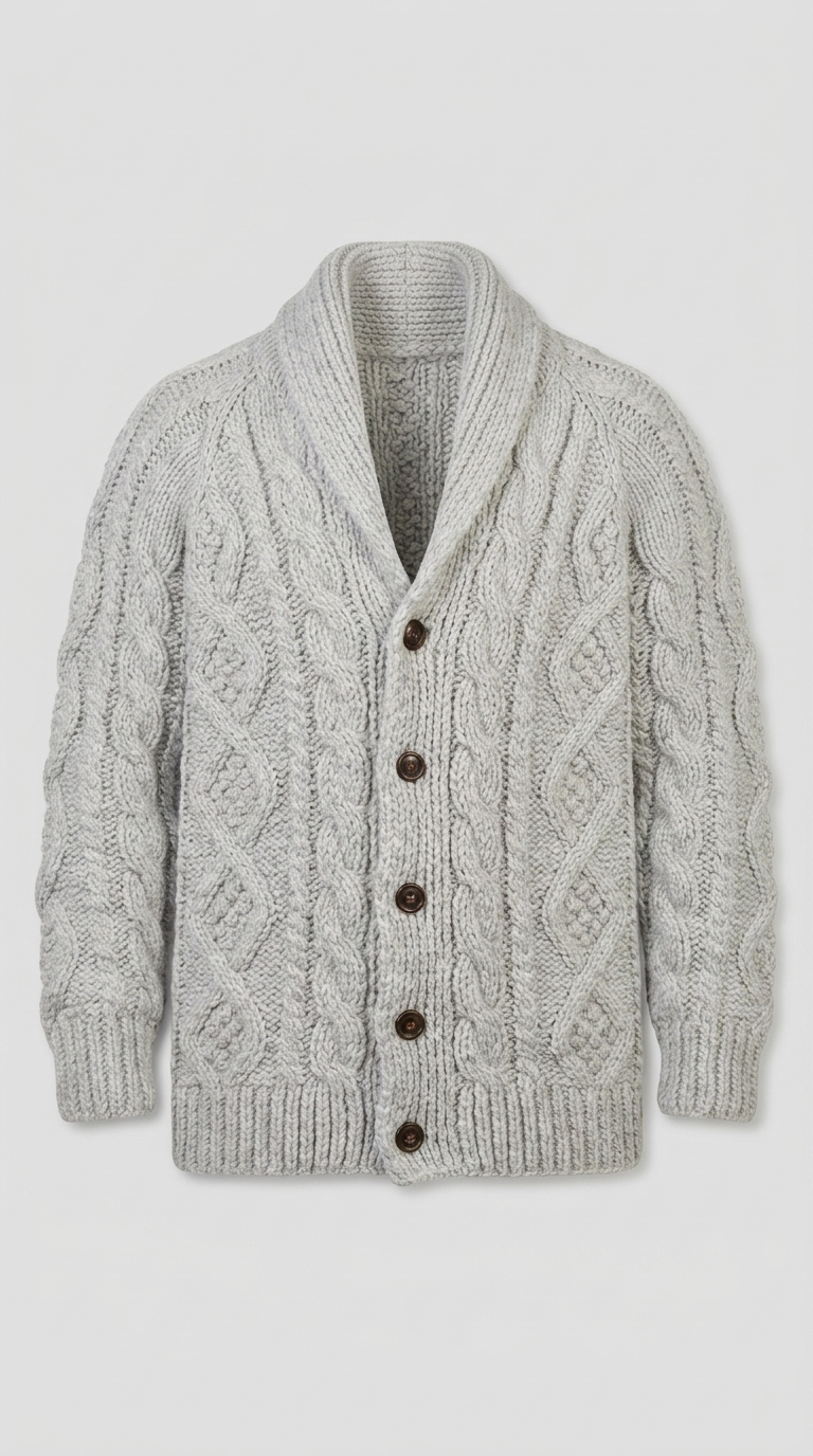 Code Culture catalog | button-rope-cardigan | grey | macro flat lay