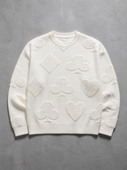 Code Culture catalog | solid-color-jacquard-thermal-sweater | white | macro flat lay