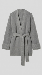 Code Culture catalog | cashmere-belt-knitted-cardigan-jacket | gray | macro flat lay