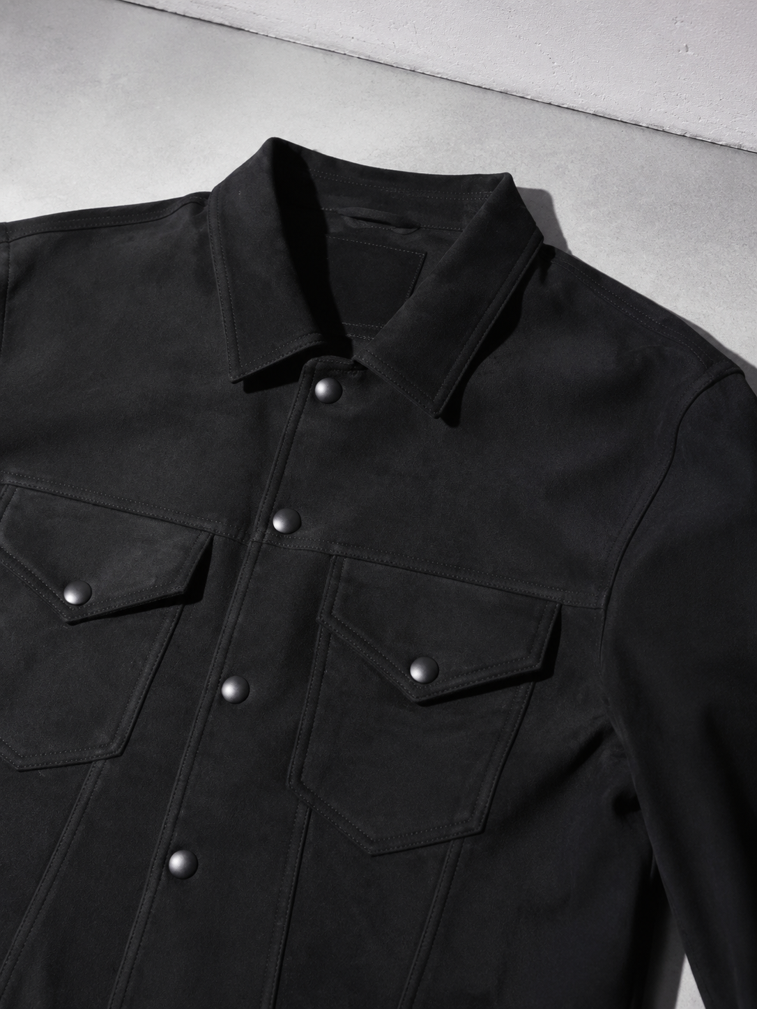 Code Culture catalog | retro-vintage-workwear-casual-jacket | color-black | macro flat lay