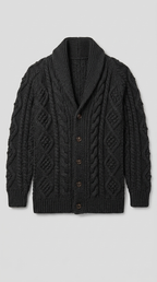 Code Culture catalog | button-rope-cardigan | black | macro flat lay