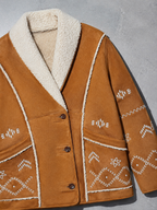 Code Culture catalog | fashion-women-warm-casual-jacket-coat | color-light-brown | macro flat lay