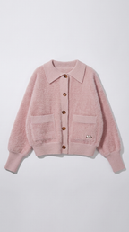 Code Culture catalog | imitation-mink-cashmere-sweater-cardigan | pink | macro flat lay