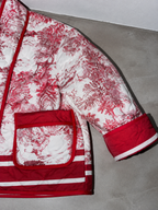Code Culture catalog | printed-double-pocket-embellished-cotton-jacket | color-red | macro flat lay
