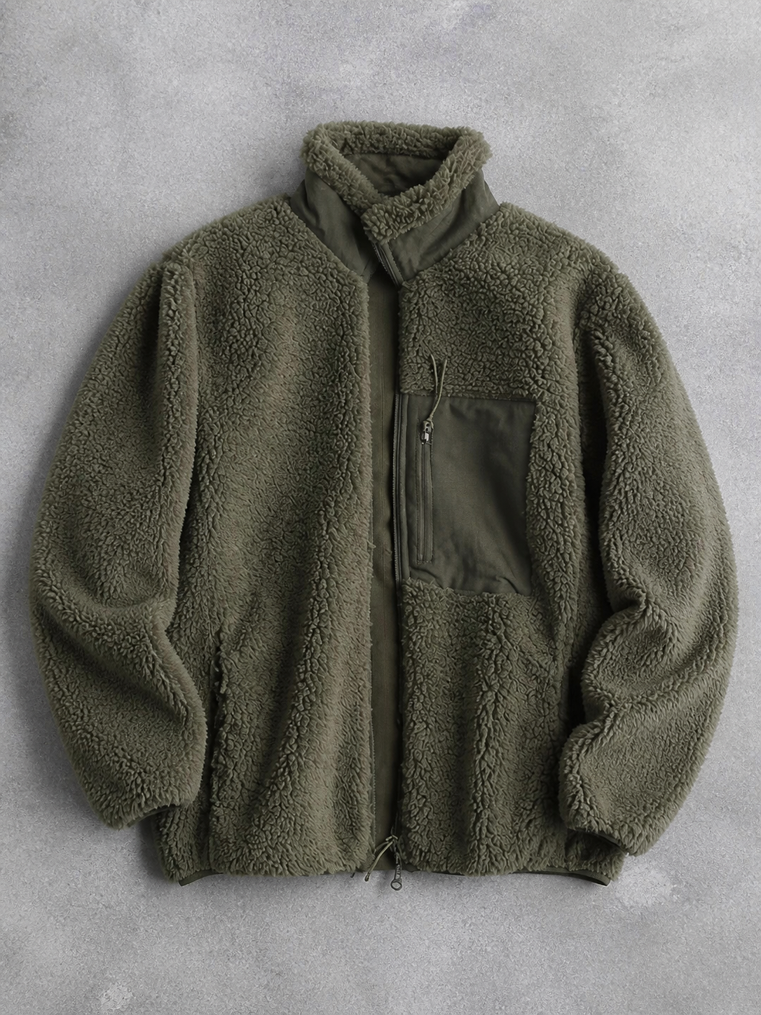 Code Culture catalog | jacket-warm-polar-fleece-jacket | dark-olive | macro flat lay