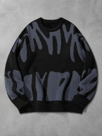 Code Culture catalog | mens-round-neck-sweater-sweater | black-grey | macro flat lay