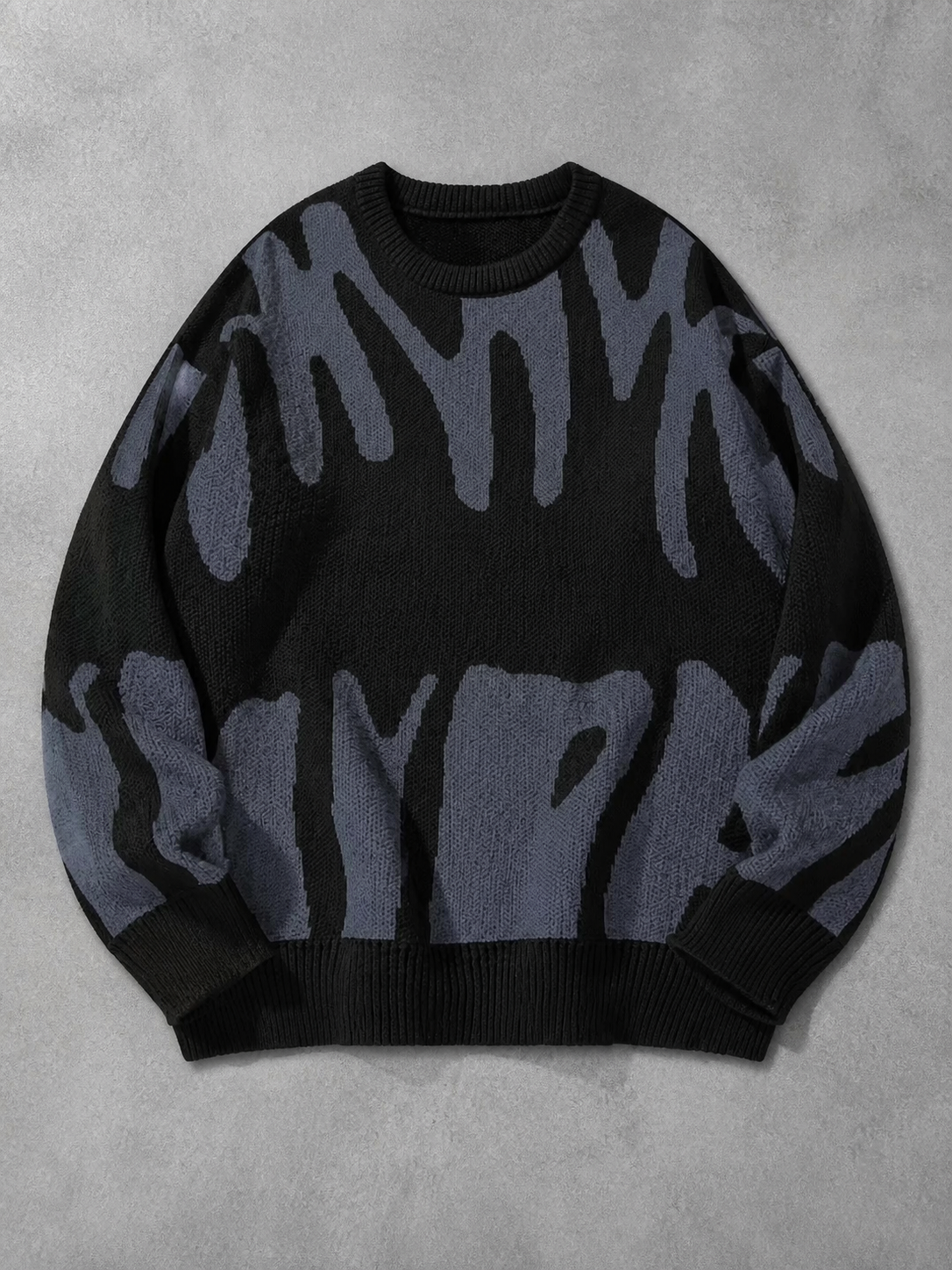 Code Culture catalog | mens-round-neck-sweater-sweater | black-grey | macro flat lay