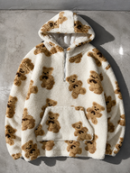 Code Culture catalog | retro-bear-printed-ancient-sweater | white | macro flat lay