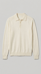 Code Culture catalog | mens-long-sleeved-sweater-lapel-comfortable-sweater | beige | macro flat lay