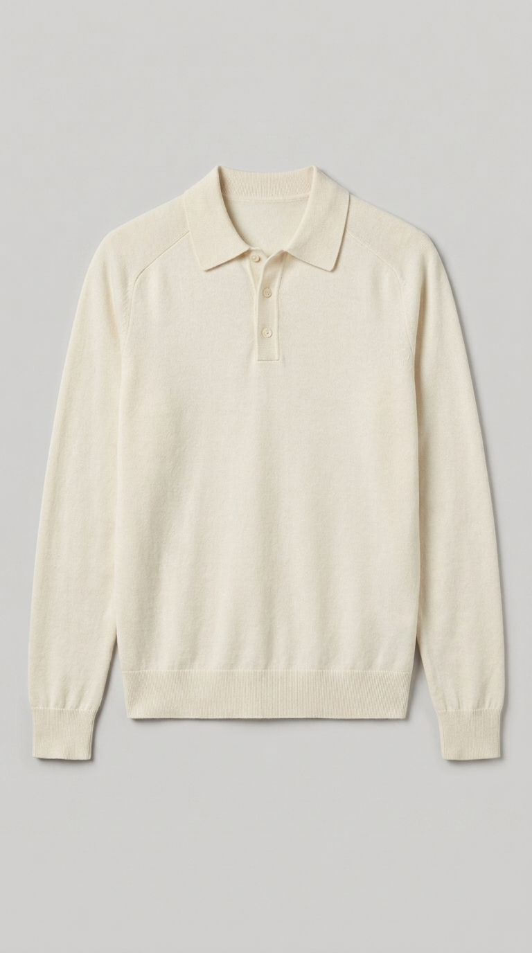 Code Culture catalog | mens-long-sleeved-sweater-lapel-comfortable-sweater | beige | macro flat lay