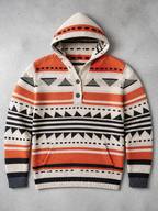 Code Culture catalog | hooded-sweater-mens-slim-jacquard-sweater-coat | red | macro flat lay