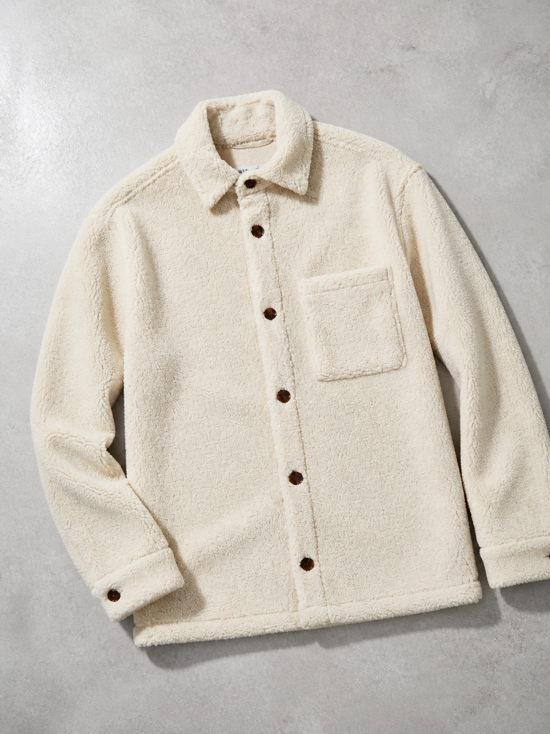 Code Culture catalog | mens-shirt-fleece-jacket | beige | macro flat lay