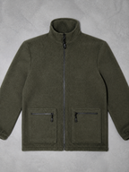 Code Culture catalog | mens-fleece-lined-thickened-lamb-wool-fleece-jacket | army-green | macro flat lay