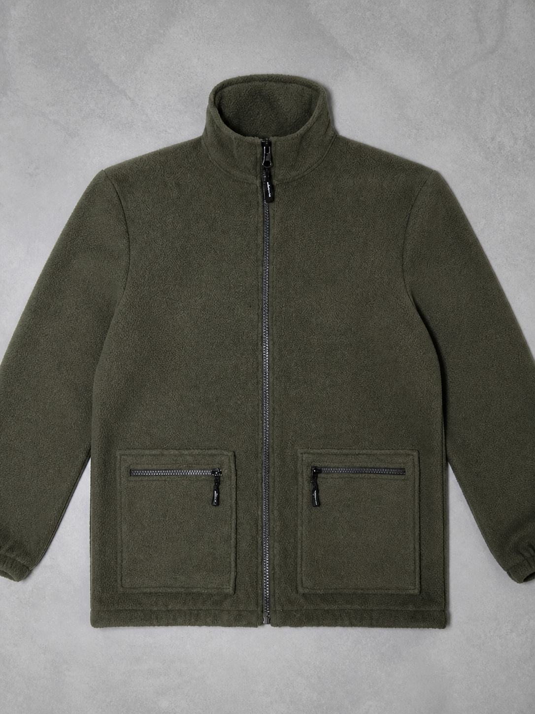 Code Culture catalog | mens-fleece-lined-thickened-lamb-wool-fleece-jacket | army-green | macro flat lay